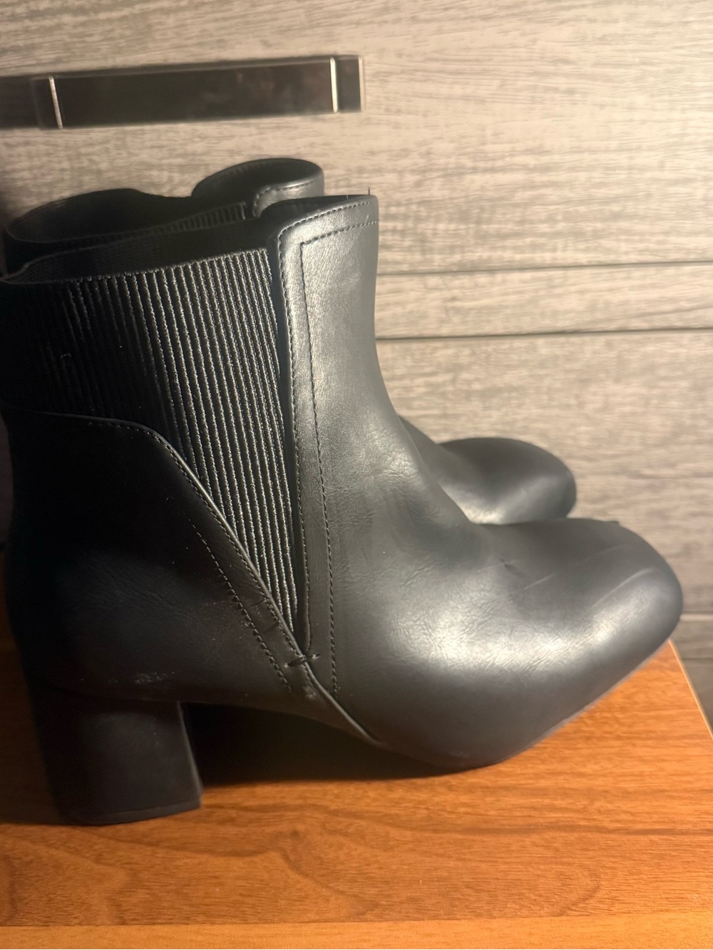 torrid Black Leather Chelsea Block Heel Booties